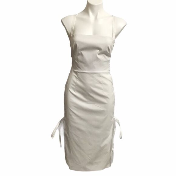 Milly White Maria Lace Up Midi Dress New With Tag Size 4 - Picture 3 of 12